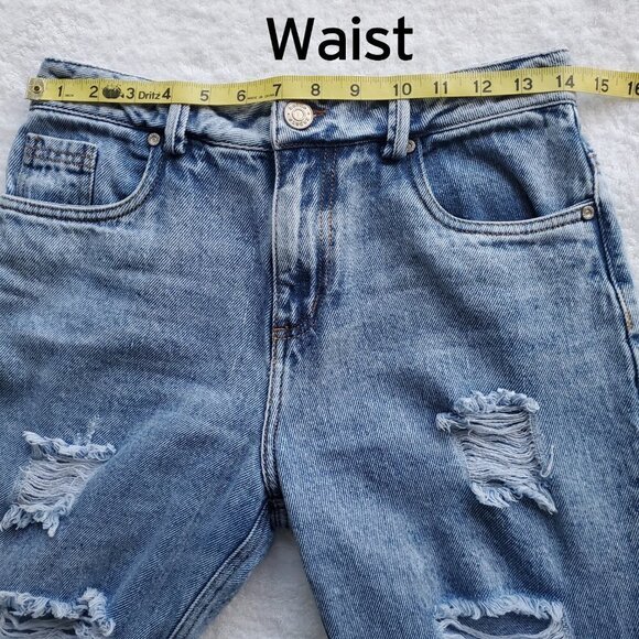 High Rise  Patchwork Wide Leg Colorblock Distressed Denim Cropped Ankle Jeans S - Picture 9 of 16